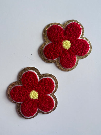 Gold Glitter Back Flower Power Iron On Patch